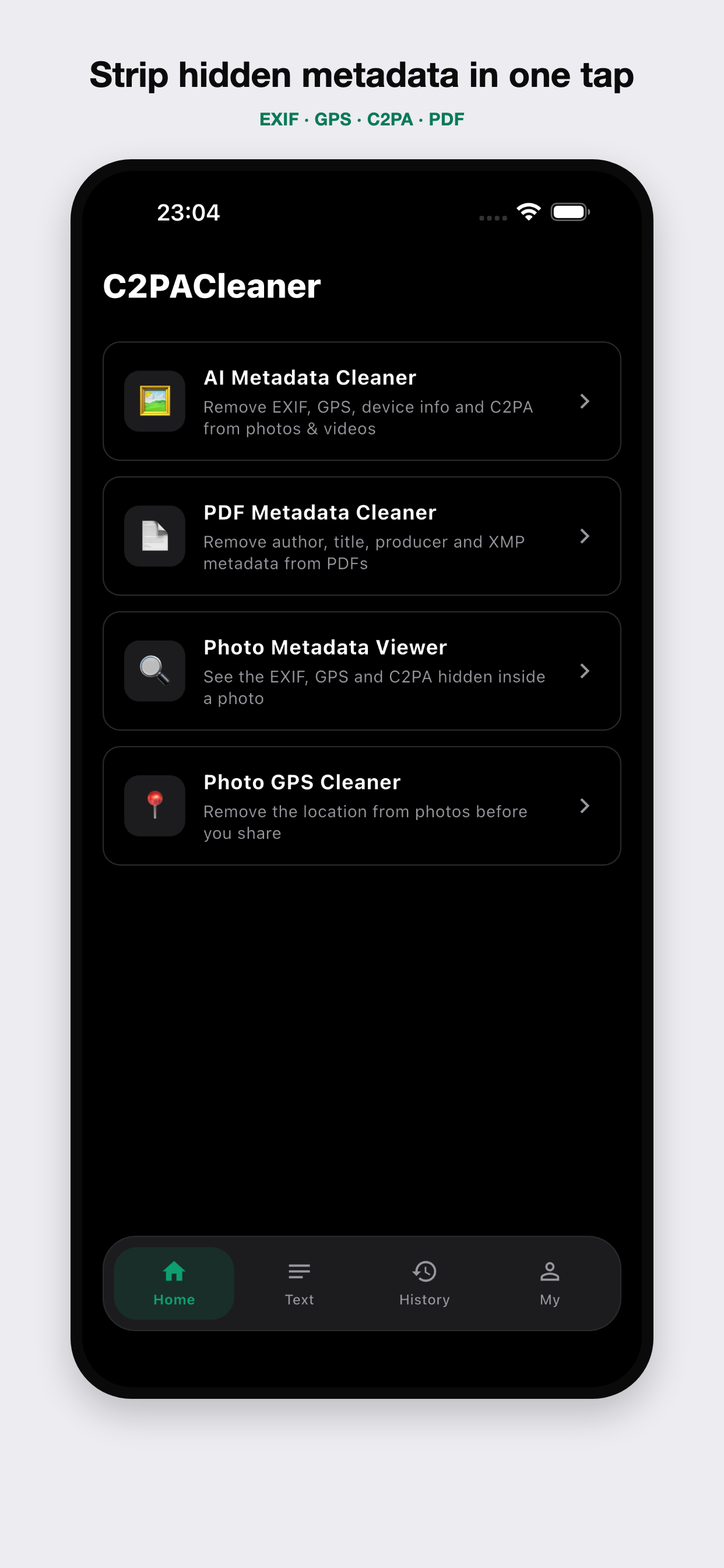 C2PACleaner iPhone app screenshot