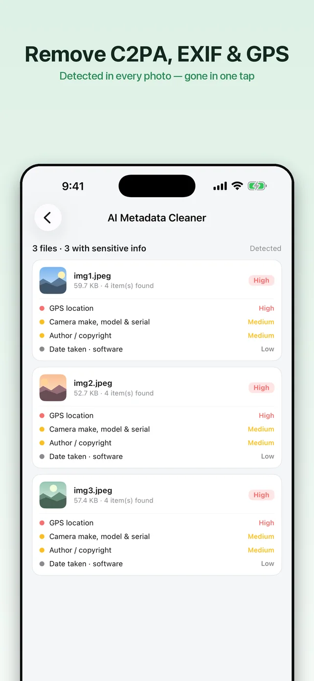 C2PACleaner iPhone app screenshot